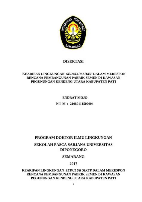 PDF DISERTASI Eprints Undip Ac Ideprints Undip Ac Id 66377 1 Cover