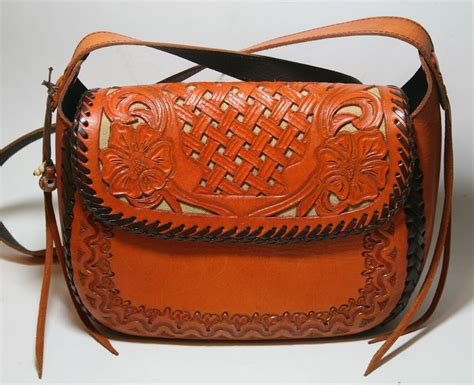 Vintage Tooled Leather Saddle Messenger Bag Handbag A Gem