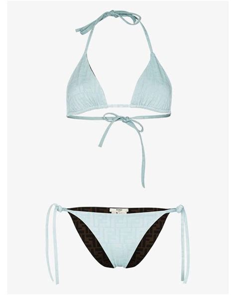 Fendi Blue Ff Reversible Triangle Bikini Lyst