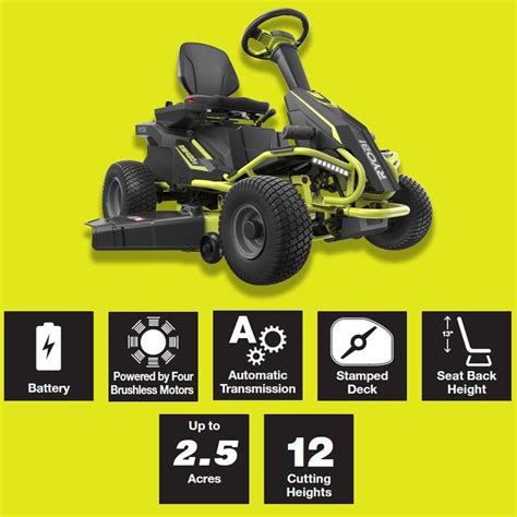 Ryobi 48v Brushless 38 In 100 Ah Battery Electric Rear Engine Riding