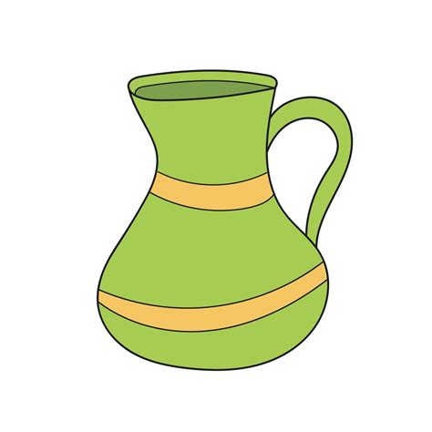 Icono De Dibujos Animados Simple Jarra Verde Para Beber Agua Leche