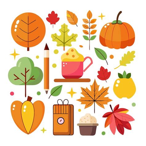 Premium Vector Charming Autumn Doodles Autum Set