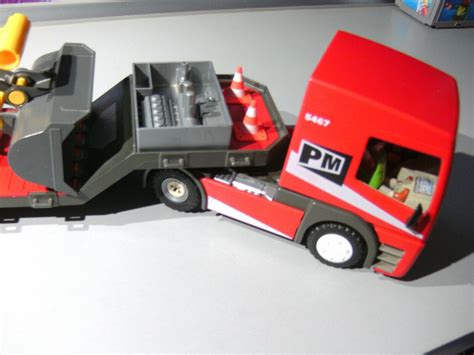 Ff Lot Playmobil Grand Camion Semi Remorque Porte Bulldozer