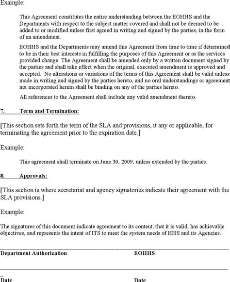 Free Service Level Agreement Template Doc 67kb 6 Page S Page 5