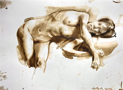 Watercolor Nude In Monochromatic R Watercolor