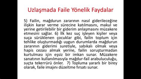 Uzlaşmada Faile Yönelik Faydalar YouTube