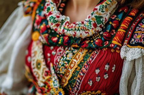 Traditional Lithuanian Folk Costume Closeup Premium Ai Generated Image