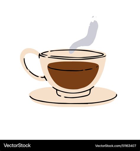 Glass Cup Of Natural Black Coffee Hot Drink Vector Image
