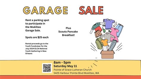 Mukilteo Garage Sale, Pointe of Grace Lutheran Church, Mukilteo, 11 May