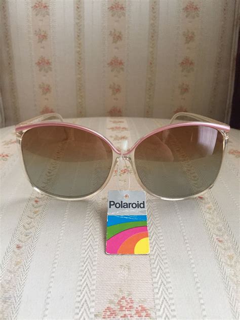 Vintage 80 S Polaroid Sunglasses Pink And Brown Frames Nos