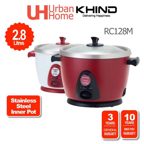 Khind Anshin Series Rice Cooker Stainless Steel Pot 2 8L RC128M