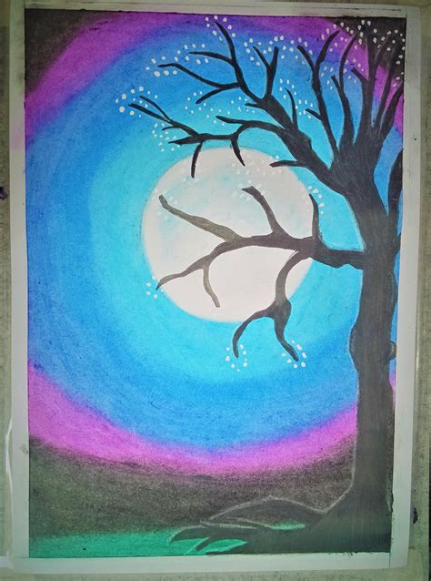 Night Scenery Drawing With Watercolor How To Paint A Moonlight Scene