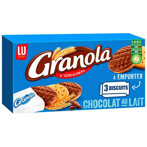 Biscuits Sablés Nappés Au Chocolat Au Lait Granola Lu La Boîte De 6