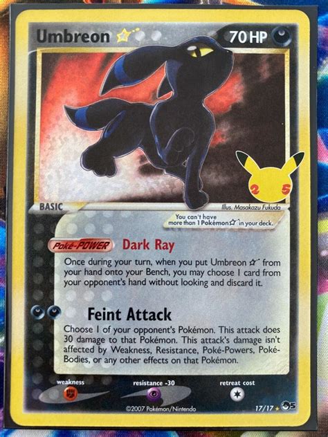 Pokemon Card Umbreon Gold Star Pop Series 5 1717 Cel