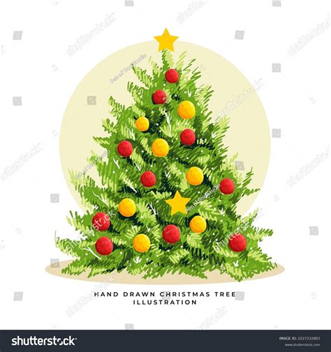 Hand Drawn Realistic Christmas Tree Illustration Stock Vector (Royalty ...