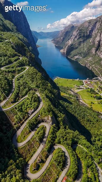 Kjerag Lysebotn Lysefjorden Norway An Aerial View Of A Winding Road