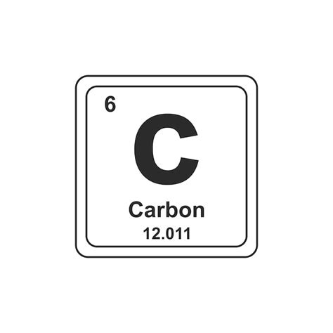 Símbolo Químico Da Tabela Periódica Do Carbono ícone Plano Vetor Premium