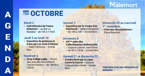 Agenda Du Mois D Octobre Mairie De Malemort