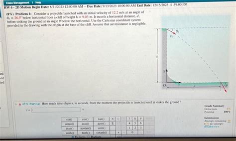 Solved 8 Problem 4 Consider A Projectile Launched With