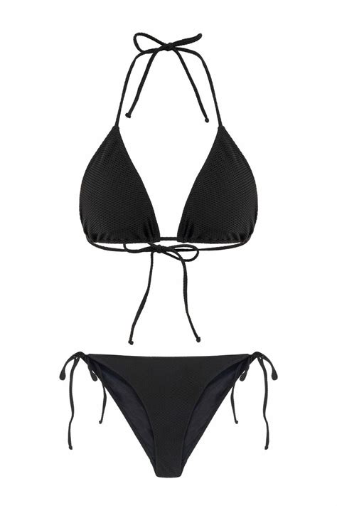Aquella Siyah Dokulu Büzgülü Üçgen Bikini Takım Fiyatı Yorumları Trendyol
