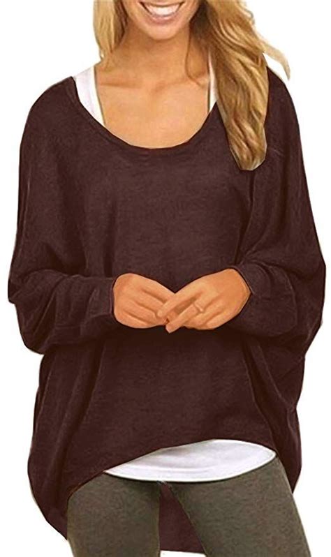 Uget Women S Oversized Baggy Tops Loose Fitting Pullover Casual Blouse