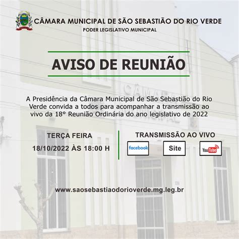 Aviso De Reunião — Câmara Municipal São Sebastião Do Rio Verde