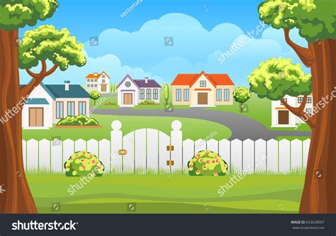 Outdoor Backyard Background Cartoon Vector Illustration Stock Vector ...