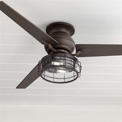 60 Spyder Oil Rubbed Bronze Seedy Glass Led Hugger Ceiling Fan