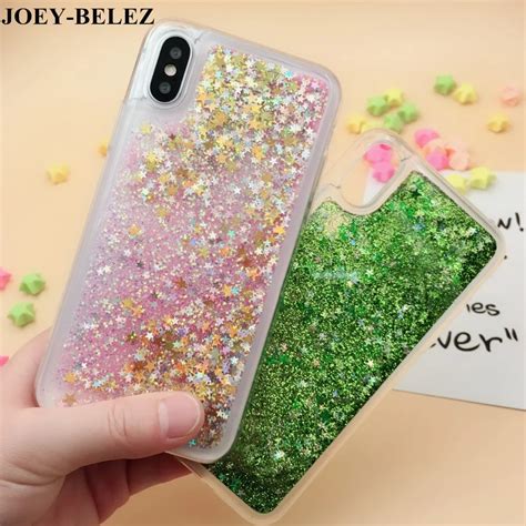 Liquid Glitter Sand Quicksand Stars Phone Cases For Iphone X Case Soft