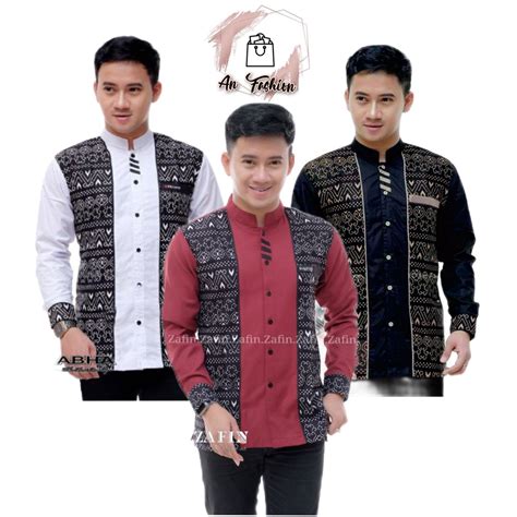 Jual Baju Koko Pria Lengan Panjang Motif Batik Jari List Dewasa Koko