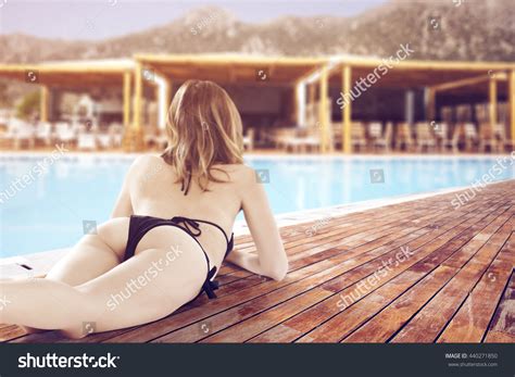 Closeup Woman Black Bikini Stock Photo Edit Now 440271850