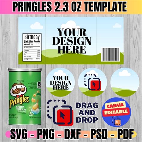 Pringles 2 3 Oz Labels Template Pringles Template Canva Editable