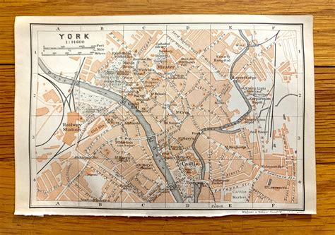 Antique York England Map From Baedekers Atlas Of Great Britain