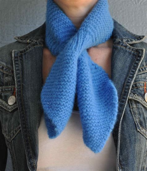 Ocean Blue Knit Spade Scarf Hand Knit 50s Hippie Neck Wrap Wool Woven Scarf Haute Juice