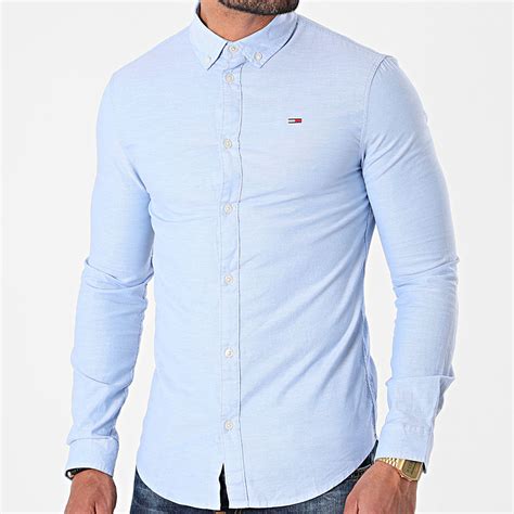 Tommy Jeans Chemise Manches Longues Slim Stretch Oxford Bleu