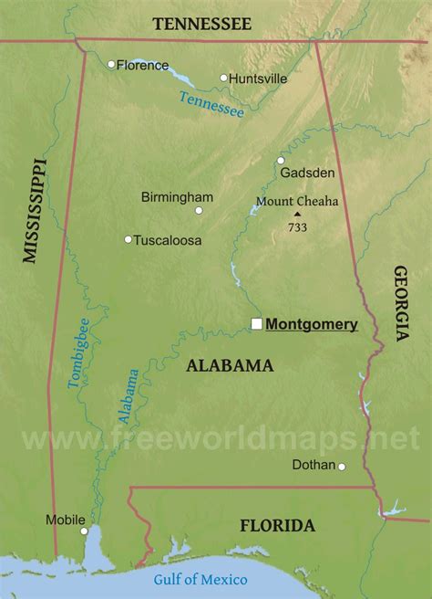 Physical Map Of Alabama