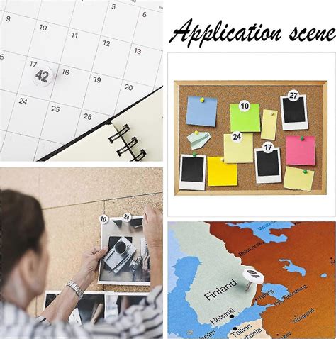 100 Pcs Numbered Push Pins Map Number Push Pins White Base Black