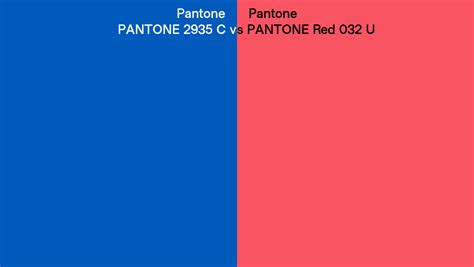 Pantone 2935 C Vs PANTONE Red 032 U Side By Side Comparison