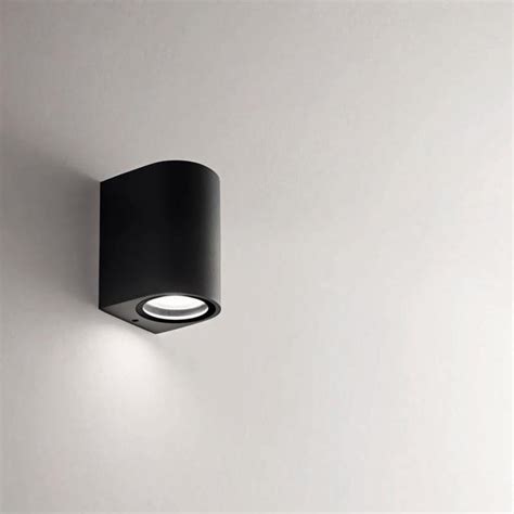 Applique Tondo Led Gu W Lampada Nera Parete Muro Esterni Luce