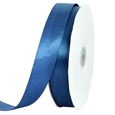 Toniful Inch X Yds Navy Deep Blue Satin Ribbon Thin Solid Color