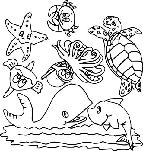Cute Sea Animals Coloring Page Download Print Or Color Online For Free
