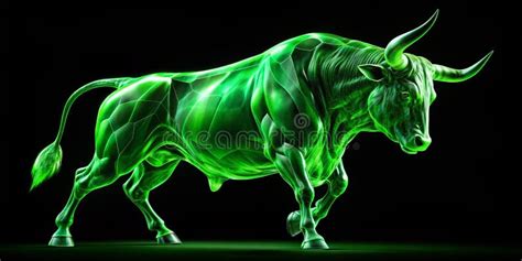 Green Abstract Bull on Blac Background AI Generative Stock Illustration ...