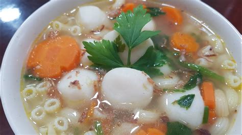 Resep Soup Bakso Ikan Macroni Bumbu Sederhana Gurih Dan Segar Youtube