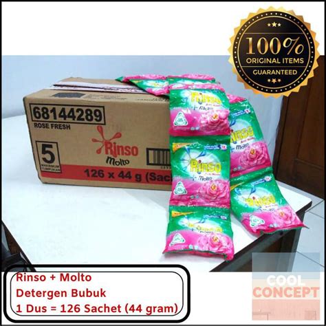 Jual BISA COD Rinso Detergen Bubuk Anti Noda Molto Rose 1 Dus Isi