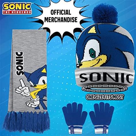 Sonic The Hedgehog Cappello Bambino Set Invernale Cappello Sciarpa E