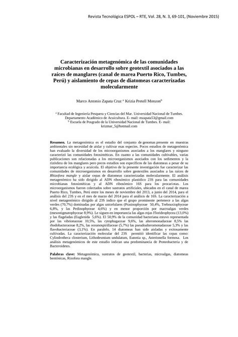 Pdf Caracterizaci N Metagen Mica De Las Comunidades Microbianas En