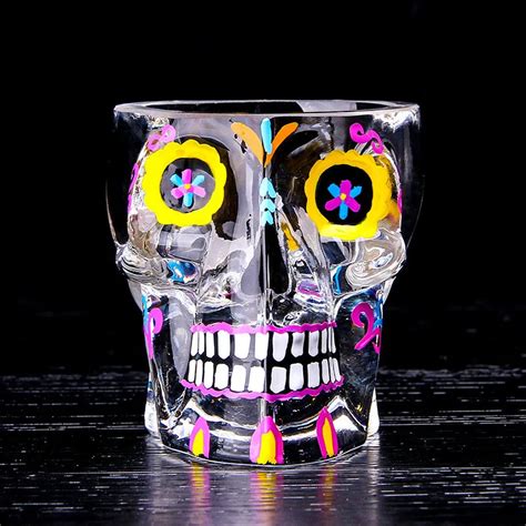 Personality Hand Painted 70ml Colorful Skull Glass Transparent Crystal