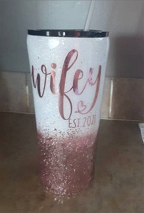 Wifey Tumbler Custom Tumbler Glitter Tumbler Wifey T Etsy