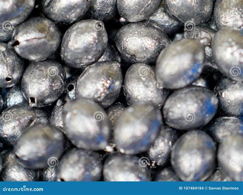 Lead Sinkers For Fishing Rig On The Fishing Line Stock Photo Image Of