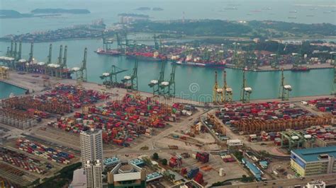 Drone Aerial View 4k Footage Of Shipping Containers In Port Of